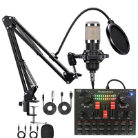 Microphone à condensateur BM800, cardioïde, réduction du bruit, kit de carte son V8S, microphone léger et portable pour diffusion en direct