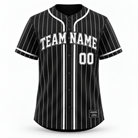 Maillot de baseball personnalisé noir à rayures fines, nom et numéro d'équipe personnalisés, manches courtes, pour écoles, clubs, ligues, fourniture OEM