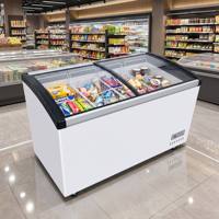 Congélateur horizontal à performance stable pour crèmes glacées, avec système de refroidissement intégré et vitrine en verre pour snacks surgelés