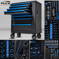 Système d'armoires de rangement pour outils d'atelier de réparation automobile PULS, armoires en acier robustes pour garage, atelier de service, 369 pièces