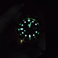 Montre de plongée automatique personnalisée en or rose pour homme, 42 mm, bracelet en cuir noir, lumineuse, étanche 50 m, montre mécanique personnalisée