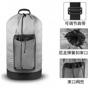 Custom logo High Quality Heavy Duty Durable <b>Travel</b> Storage <b>Bag</b> Drawstring 600d Oxford Clothes Mesh <b>Laundry</b> Wash Backpack <b>Bag</b> - Product Image 5