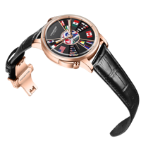 Montre automatique HANBORO pour homme, édition limitée, montre mécanique à bracelet en cuir noir, montre de football pour le sport