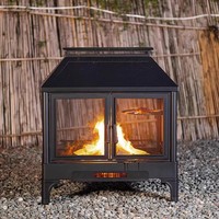 Brasero carré en acier au charbon de bois, design écologique, durable, finition thermolaquée imperméable, autoportant pour usage extérieur sur terrasse