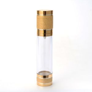 Vacuum Sealed Cosmetic Bottle 30ml Plastic Gold <b>Sandblasted</b> Serum Face Care Packaging Customizable - Product Image 3