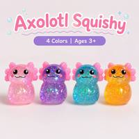 Aurora Axolotl Squishy Duduk TPR Maltose Slow Rebound Mainan Fidget Dekompresi Grosir Logo Kustom OEM Pereda Stres Sensorik