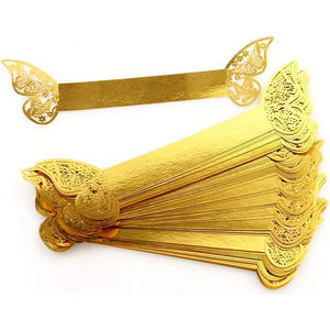 Porte-serviettes <span class=keywords><strong>en</strong></span> papier découpé au Laser doré, anneaux <span class=keywords><strong>de</strong></span> <span class=keywords><strong>serviette</strong></span> <span class=keywords><strong>en</strong></span> papier papillon 3D pour bricolage, nœuds <span class=keywords><strong>de</strong></span> ceinture, nappe, serviettes <span class=keywords><strong>en</strong></span> papier - Product Image 2