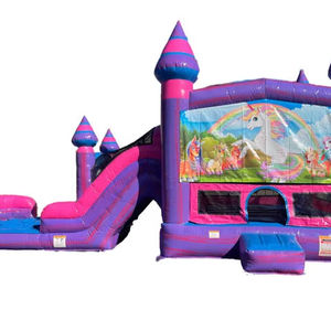 Castillo inflable con tobogán en oferta para alquiler comercial en fiestas al aire libre - Product Image 1