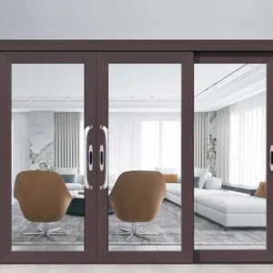 Porte-fenêtre coulissante moderne 60x80 en aluminium à double vitrage d'usine Portes coulissantes extérieures en verre