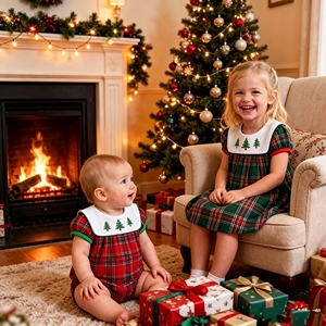 Vêtements <span class=keywords><strong>de</strong></span> Noël pour nouveau-nés, Robe <span class=keywords><strong>de</strong></span> pyjama pour petite fille avec col à revers et monogramme, Combinaison bulle pour bébé fille, Robe <span class=keywords><strong>de</strong></span> <span class=keywords><strong>nuit</strong></span> en flanelle pour enfants - Product Image 1