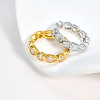 Cincin Baja Anti Karat Lapis Elektroplating Zirkon Desain Niche Mewah Ringan Gaya Jepang Korea Laris Manis Grosir Kelas Atas