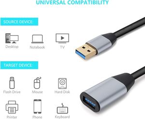 Dajiang OEM <span class=keywords><strong>USB</strong></span> 3.0 PVC Dây Mở Rộng 5Gbps Truyền Dữ Liệu Tương Thích <span class=keywords><strong>USB</strong></span> Nam Nữ Extender Cáp Cho Ổ Đĩa Flash - Product Image 3