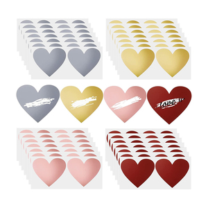 Pegatinas de tamaño personalizado al por mayor, paquete de color rojo, dorado y plateado, etiquetas de corazón, pegatina para rascar tarjetas - Product Image 1