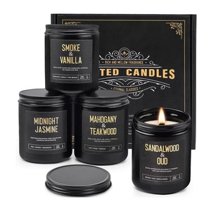 Bougies à mèche en bois crépitantes pour hommes : Lot de 4 bougies parfumées au soja de 36 oz pour la maison, jusqu'à 200 heures de combustion, parfum masculin - Product Image 1