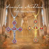 Collier pendentif plaqué or Merryshine Saint Benoît/Saint Michel/Croix de Caravaca, cadeaux religieux pour femmes et hommes
