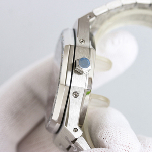 Montre mécanique pour homme en diamant Moissanite <span class=keywords><strong>VVS</strong></span> de haute qualité, cadran en cristal saphir, boîtier en acier inoxydable, fonction phase lunaire en caoutchouc - Product Image 4