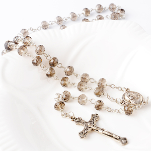 Rosario de Alta Calidad con Cruz <span class=keywords><strong>Cristiana</strong></span>, Cuentas de Cristal Facetadas, Rosarios Religiosos Católicos, Collar al por Mayor - Product Image 4