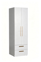 Armoire à vêtements autoportante moderne en acier, placard métallique laminé à froid avec 2 tiroirs pour le rangement des chambres d'appartements et d'hôtels