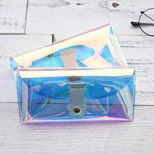 Estuche elegante para gafas de sol, estuche para lentes de contacto de PVC con láser para niña, bolsa para gafas de sol, caja de almacenamiento transparente y colorida - Product Image 3