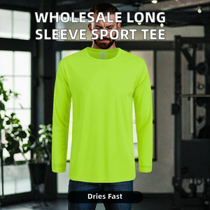 Camiseta Deportiva Lisa de Manga Larga, Corte Regular, de Secado Rápido, con Logotipo Personalizado OEM, al por Mayor - Product Image 2