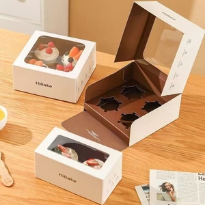 Scatole per Cupcake <span class=keywords><strong>Personalizzate</strong></span> con Design Gratuito, in Carta Alimentare, con Finestra Trasparente, Lussuose, Ecologiche e Riciclabili - Product Image 1