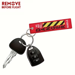 5 unidades/bolsa Llaveros con bordado 'NO TIRAR, PUNTO DE RIESGO' para coche, motocicleta, equipaje, llaves, accesorios y regalo - Product Image 2