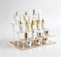 Présentoir cosmétique personnalisé en acrylique écologique avec éclairage LED, organisateur de maquillage sur pied en matériaux recyclés