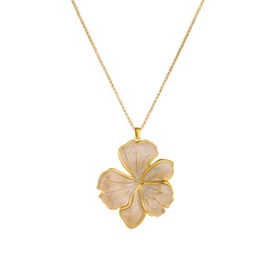 Collier Pendentif Fleur en Émail Marbré Grand Format en Acier Inoxydable Plaqué Or 18K PVD, Étanche et Inaltérable, Bijou Floral de Luxe pour Femme - Product Image 6