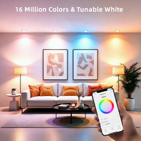 Plafonnier LED intelligent 4 pouces RGBCW 900LM Tuya Zigbee pour Alexa Google, contrôle par application, intensité variable, pour la maison