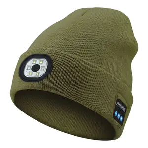 2023 Soft Warm Custom Music Beanie Knitted Hat Cap With Smart Headphone Velvet Women Blue Tooth Hats