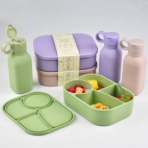 New Ideas 2025 Custom Microwave Leakproof Life Bpa Free Silicone 4-<b>Compartment</b> Dishwasher Safe Eco-Friendly Kids <b>Lunch</b> <b>Box</b> - Product Image 5