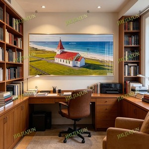 Peinture murale de luxe scandinave côtière, impression d'art religieux, vente en gros d'usine, décoration intérieure personnalisée, peinture LED de paysage en porcelaine de cristal - Product Image 4