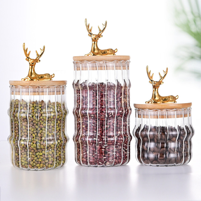 High Quality Airtight Borosilicate Glass Jar Heatable Environmental Protection Kitchen Food Storage Spice Containers