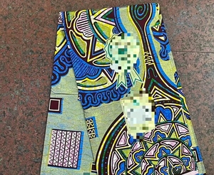 Tissu en dentelle imprimée africaine bleu royal, coton hollandais, 6 yards - Product Image 5
