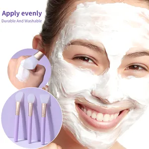 Different Silicone Head Purple Face Mask Application Brush SY603-605 Private Label Clay Mask Body Silicone Mask Brush Spatula