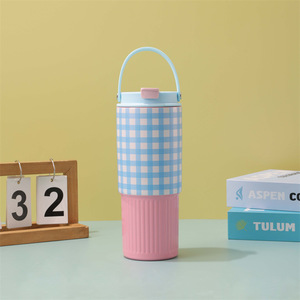 Wholesale Reusable Insulated Cold Cup, <b>Double</b> <b>Wall</b> Stainless Steel Tumbler with Handle for Vehicle Cup Holder - Product Image 4