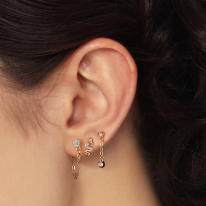 ROXI Ensemble de 3 boucles d'oreilles en zircon bleu, chaîne à pampilles serpent, bijoux en strass pour femmes et filles - Product Image 6