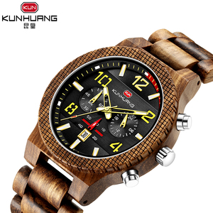 Kunhuang 1015 Orologio da Uomo al Quarzo in Legno Resistente all'Acqua con Display Data Speciale Grande Orologio Sportivo Produzione Cinese - Product Image 4