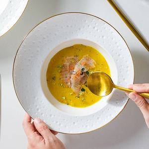 Vajilla de hotel de gama alta, plato occidental de pasta de sopa de cerámica blanca creativa con estilo italiano con diseño de sombrero de hierba - Product Image 3