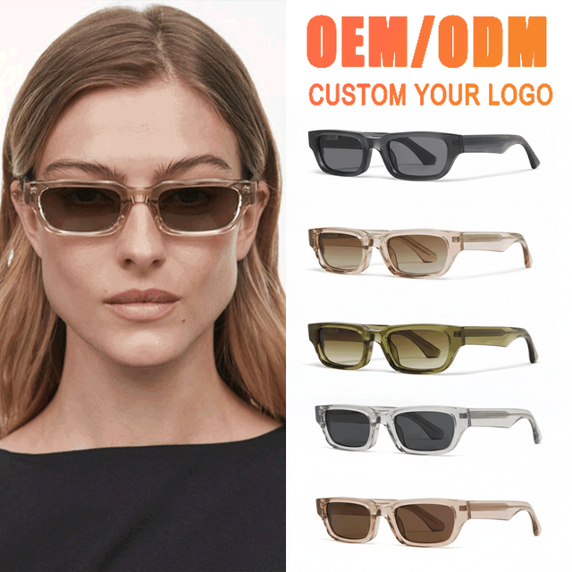 OEM/ODM Trendy Black Rectangle Acetate Sunglasses UV400 Polarized Lenses Comfortable and Stylish for Men and Women