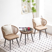 Ensembles de jardin bon marché chaise de jardin de luxe canne paresseux chaise canne Table à manger chaise ciment table de jardin