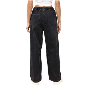 <span class=keywords><strong>Jeans</strong></span> Larghi da <span class=keywords><strong>Donna</strong></span> <span class=keywords><strong>con</strong></span> <span class=keywords><strong>Elastico</strong></span> <span class=keywords><strong>in</strong></span> <span class=keywords><strong>Vita</strong></span> e Coulisse, Pantaloni <span class=keywords><strong>in</strong></span> Denim Baggy <span class=keywords><strong>in</strong></span> Misto Cotone, Vestibilità Ampia e Gamba Dritta - Vendita all'Ingrosso - Product Image 5