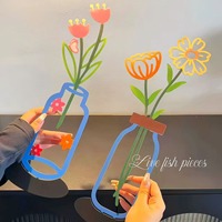Vase décoratif créatif en fer, imprimé 2D couleur unie, pour décoration murale de salon et intérieur, porte-fleurs, anniversaire