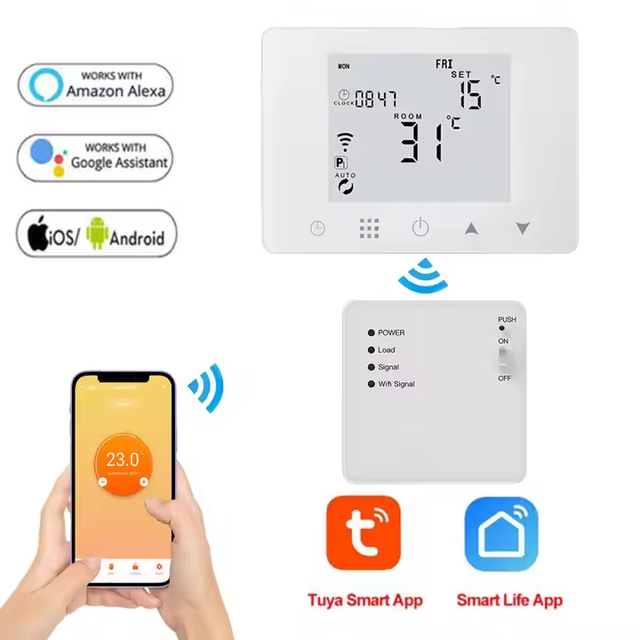 Tuya RF Wireless WiFi Smart Thermostat ABS PC Material Temperature Controller for Gas Boiler Heating in Home Hotel Bathrooms