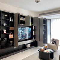 Meuble TV pour salon, meuble TV en bois, console TV avec porte coulissante, rangement pour téléviseur