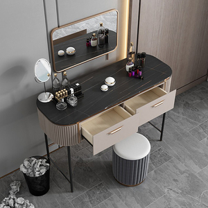 DT615-juegos de dormitorio, mesita de noche iluminada, con espejo y taburete - Product Image 3