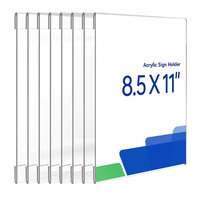 Clip de support de signe acrylique à montage mural en plastique transparent sans perçage 8.5 ''X 11'' support de signe acrylique avec ruban adhésif épaisseur 2.5mm