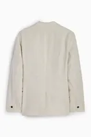 Jas pria katun Linen, Blazer warna Solid, setelan pria