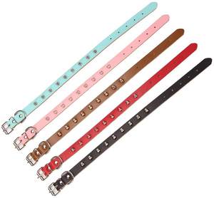Collares de metal de cuero para mascotas <span class=keywords><strong>Collar</strong></span> de gato tachonado ajustable con remaches de pinchos correa de bala <span class=keywords><strong>collar</strong></span> de hebilla de perro - Product Image 1