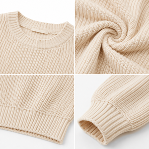 Pull court côtelé pour femme en mélange coton-acrylique 50/50, manches longues, style décontracté, coupe ajustée, streetwear, OEM ODM, personnalisable - Product Image 3